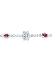 14K White Gold Ruby & Diamond Flower Ring (6.53 ct)