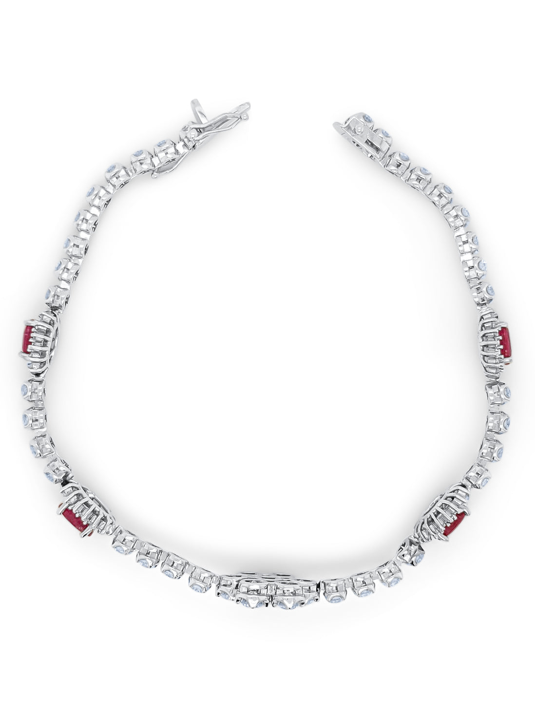 14K White Gold Ruby & Diamond Flower Ring (6.53 ct)