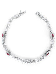 14K White Gold Ruby & Diamond Flower Ring (6.53 ct)