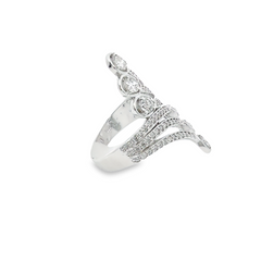 14K White Gold Twisted Ring with Round & Pear Diamonds (0.87 ct)