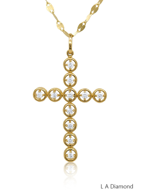 14K White & Yellow Gold Diamond Cross Pendant (0.40 ct)