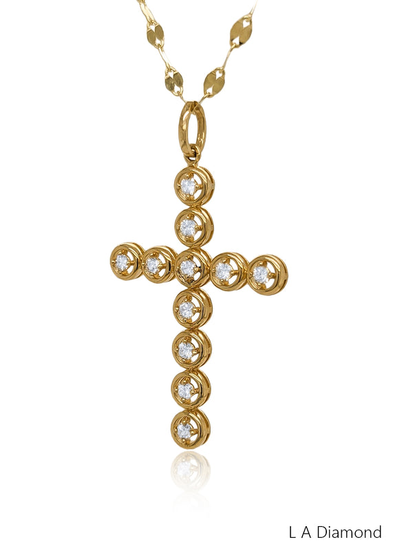 14K White & Yellow Gold Diamond Cross Pendant (0.40 ct)