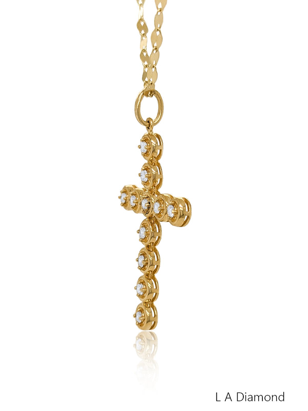 14K White & Yellow Gold Diamond Cross Pendant (0.40 ct)