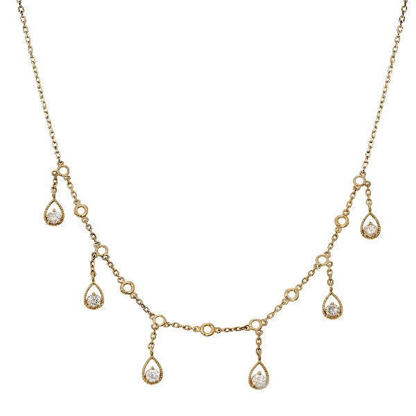 14K Yellow Gold Adjustable Diamond Drop Necklace (1 ct T.W.)