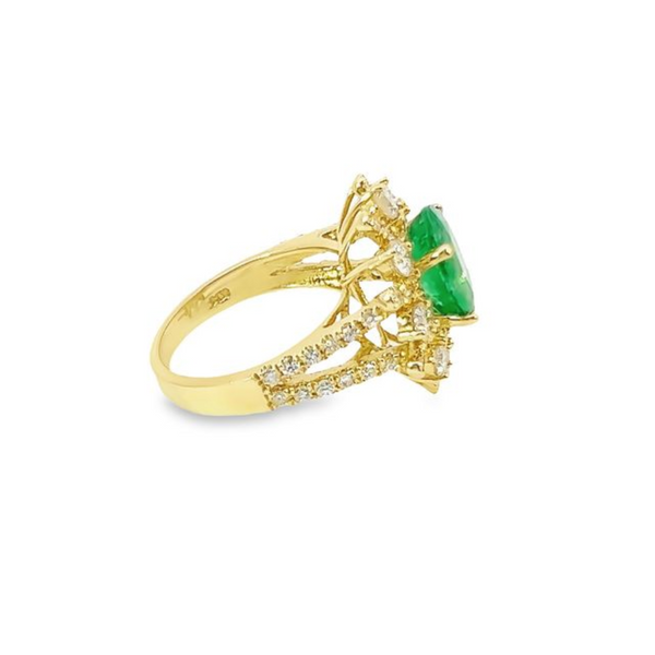 14K Yellow Gold Diamond & Emerald Ring (3.62 ct)