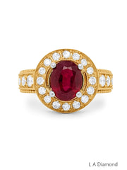 14K Yellow Gold Diamond & Ruby Ring (1.09 ct Diamond + 1.00 ct Ruby)