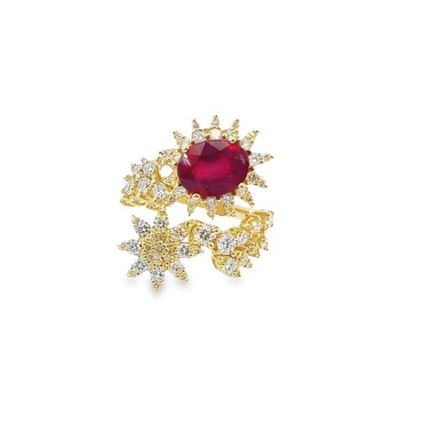 14K Yellow Gold Diamond & Ruby Ring (1.20 ct)