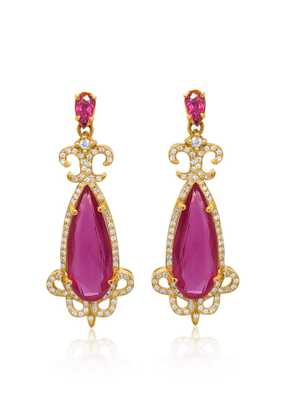 14K Yellow Gold Tourmaline & Yellow Diamond Teardrop Earrings