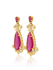 14K Yellow Gold Tourmaline & Yellow Diamond Teardrop Earrings