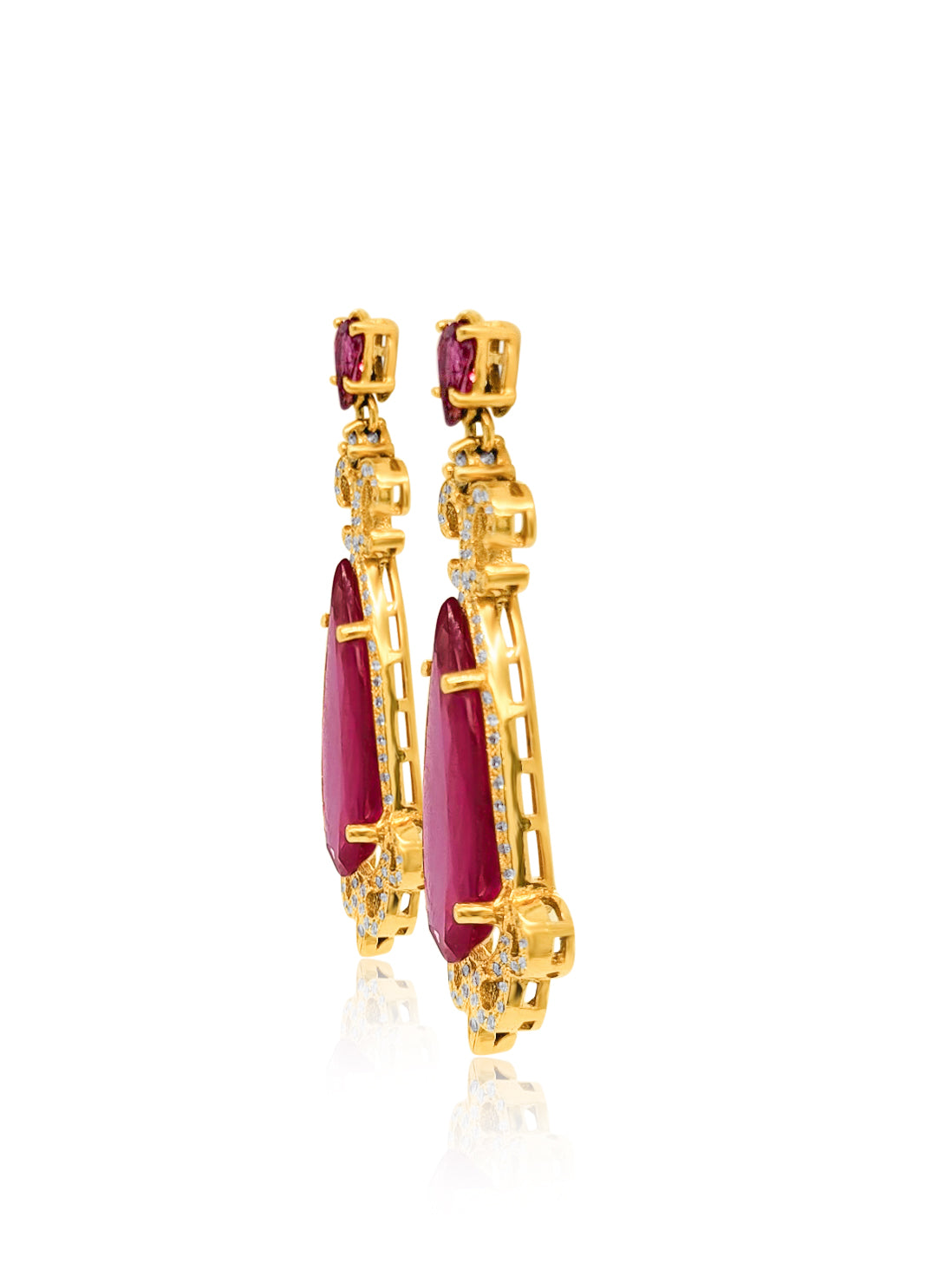 14K Yellow Gold Tourmaline & Yellow Diamond Teardrop Earrings