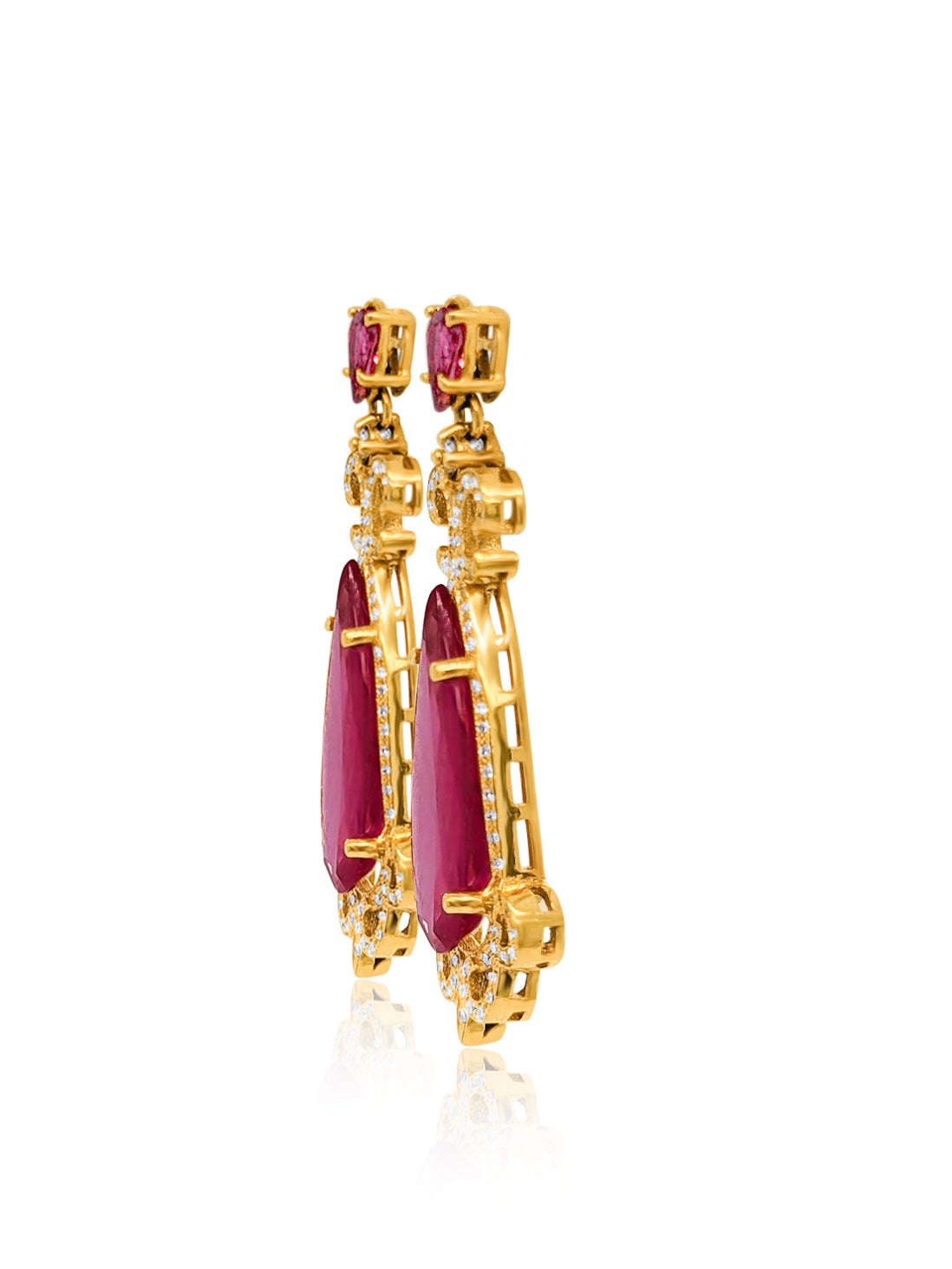 14K Yellow Gold Tourmaline & Yellow Diamond Teardrop Earrings