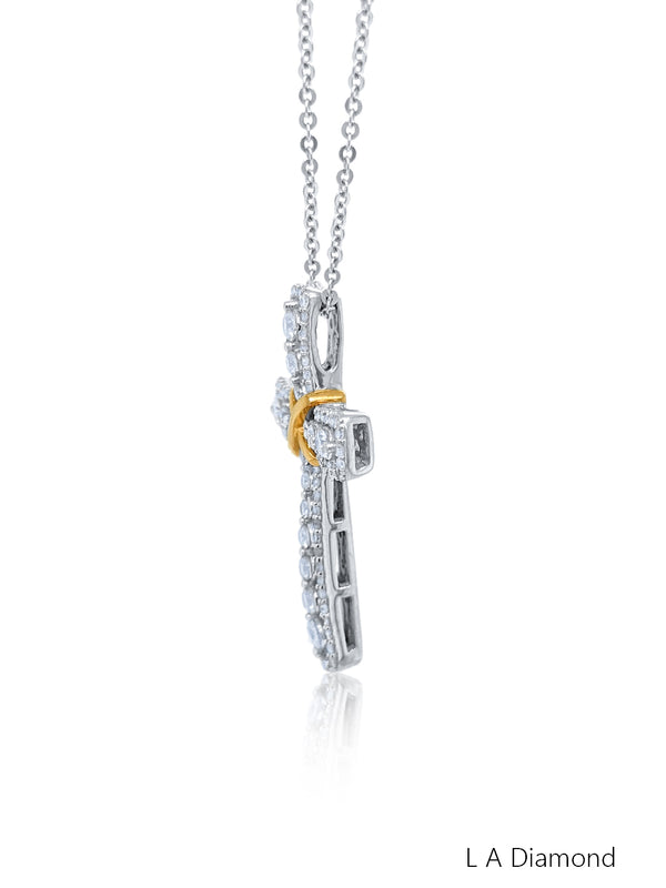 14K Yellow & White Gold Diamond Cross Pendant (1.00 ct)