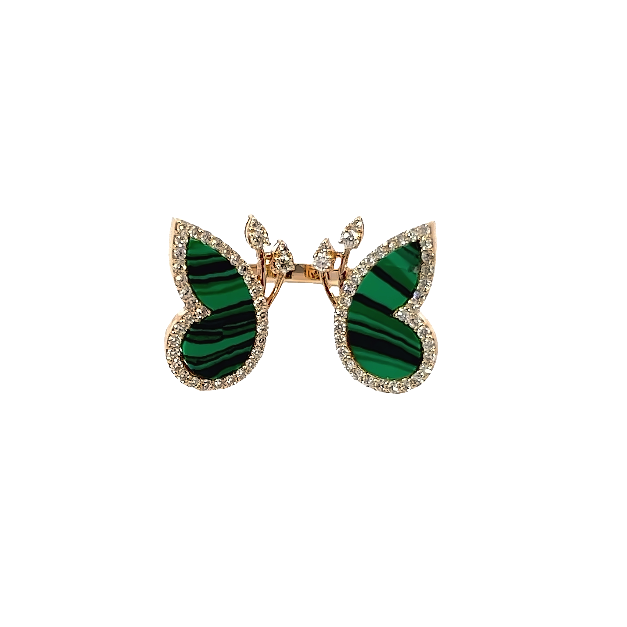 18K Rose Gold Diamond & Emerald Butterfly Marquise-Cut Ring (0.89 ct)