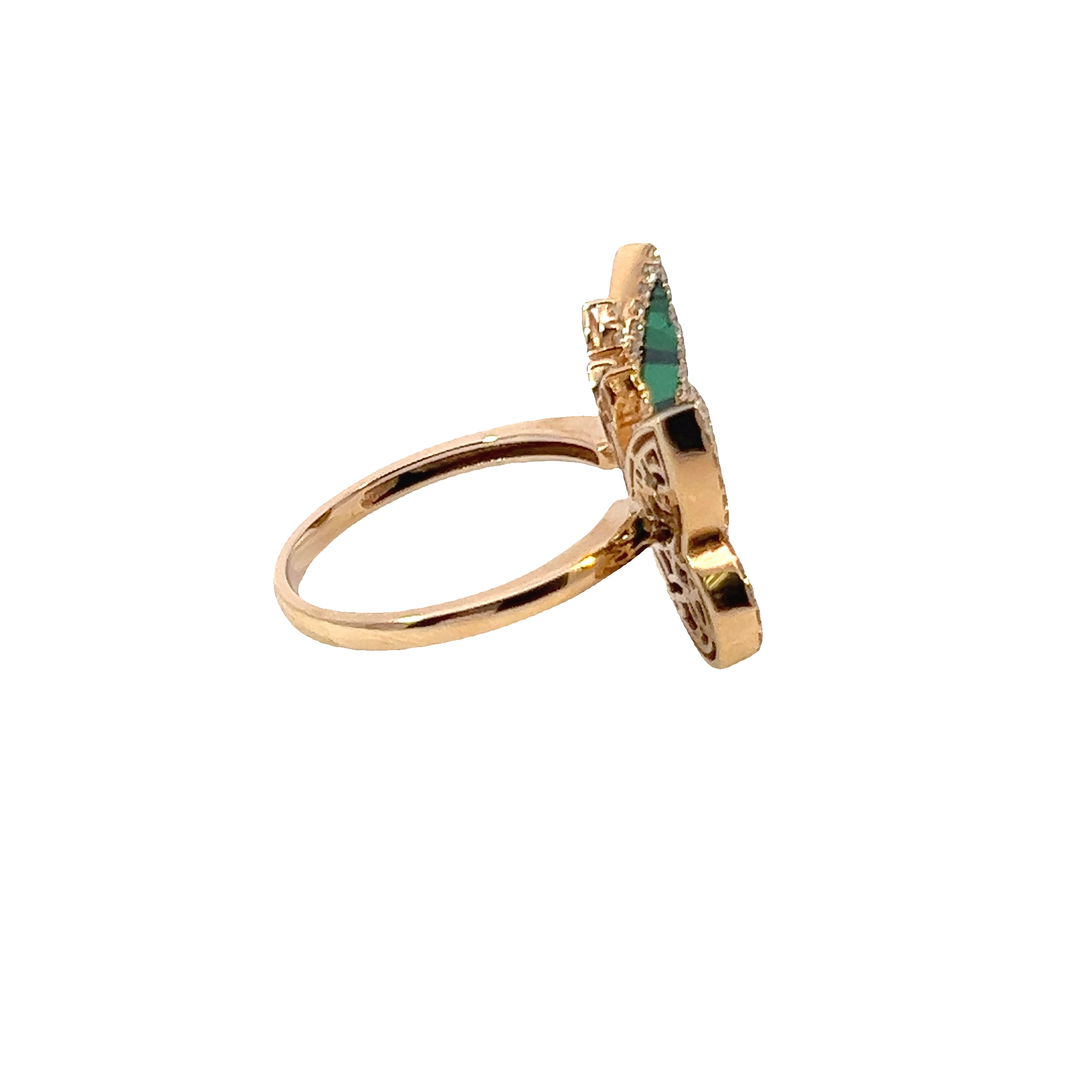 18K Rose Gold Diamond & Emerald Butterfly Marquise-Cut Ring (0.89 ct)