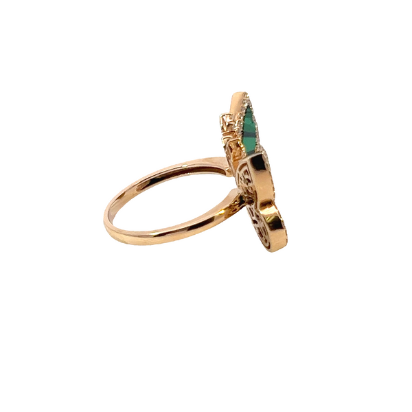 18K Rose Gold Diamond & Emerald Butterfly Marquise-Cut Ring (0.89 ct)