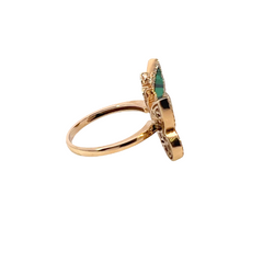 18K Rose Gold Diamond & Emerald Butterfly Marquise-Cut Ring (0.89 ct)