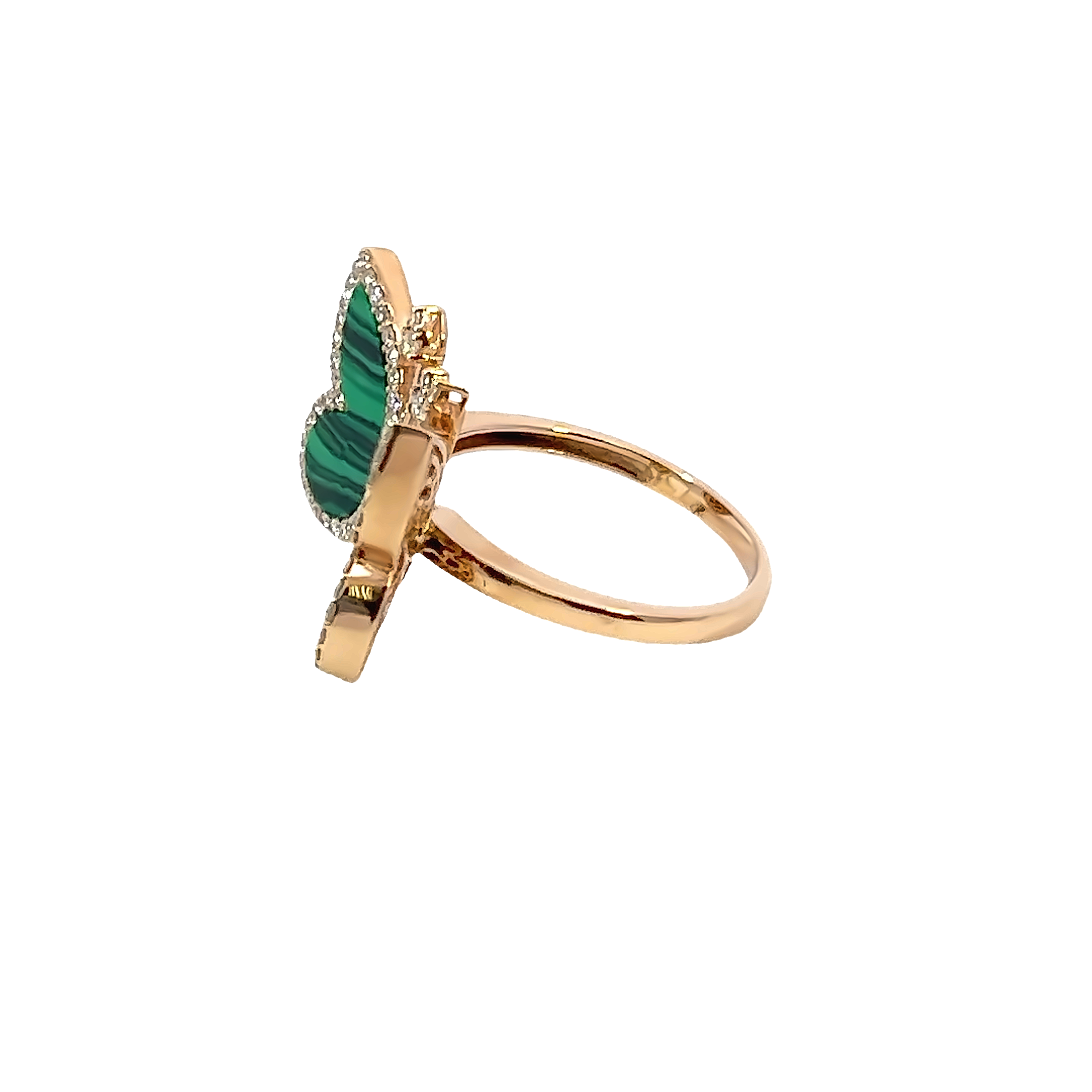 18K Rose Gold Diamond & Emerald Butterfly Marquise-Cut Ring (0.89 ct)