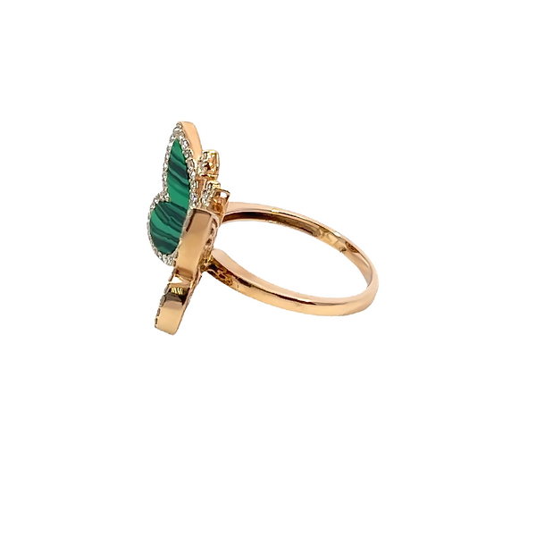 18K Rose Gold Diamond & Emerald Butterfly Marquise-Cut Ring (0.89 ct)