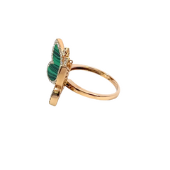 18K Rose Gold Diamond & Emerald Butterfly Marquise-Cut Ring (0.89 ct)