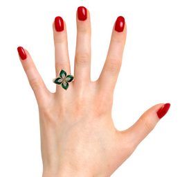 18K Rose Gold Diamond & Emerald Marquise-Cut Ring (0.35 ct)
