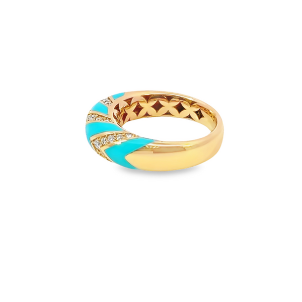 18K Rose Gold Diamond & Turquoise Wedding Band (0.35 ct)