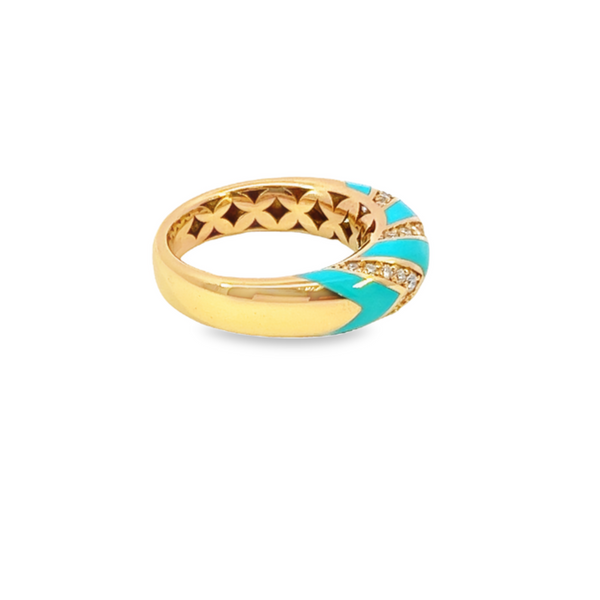 18K Rose Gold Diamond & Turquoise Wedding Band (0.35 ct)