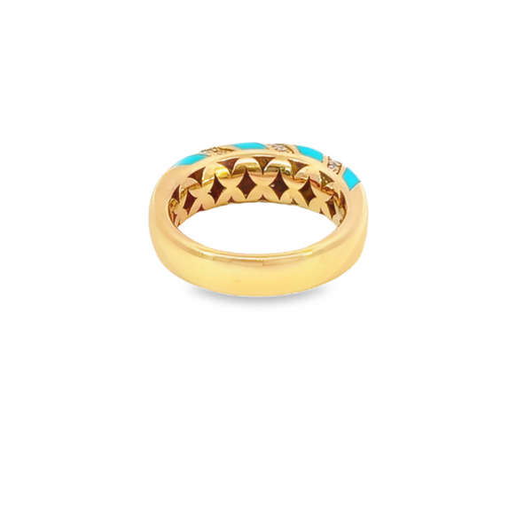 18K Rose Gold Diamond & Turquoise Wedding Band (0.35 ct)