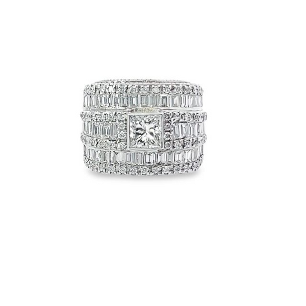 18K White Gold Diamond Bezel Corner Princess Wedding Bands (1.86 ct T.W.)