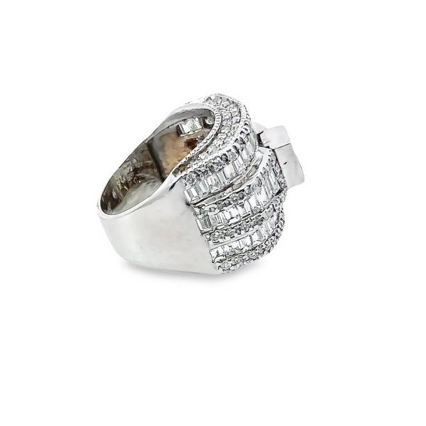18K White Gold Diamond Bezel Corner Princess Wedding Bands (1.86 ct T.W.)