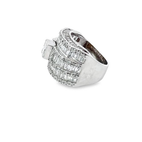 18K White Gold Diamond Bezel Corner Princess Wedding Bands (1.86 ct T.W.)