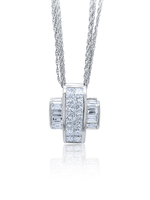18K White Gold Diamond Cross Pendant (1.51 ct)