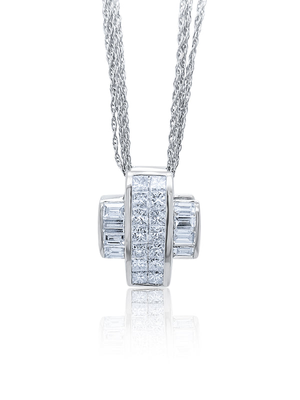 18K White Gold Diamond Cross Pendant (1.51 ct)
