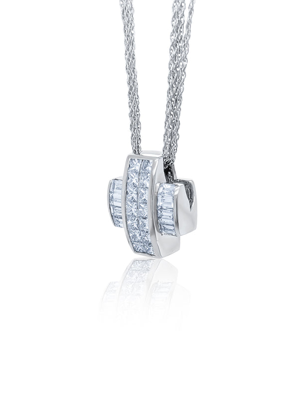 18K White Gold Diamond Cross Pendant (1.51 ct)