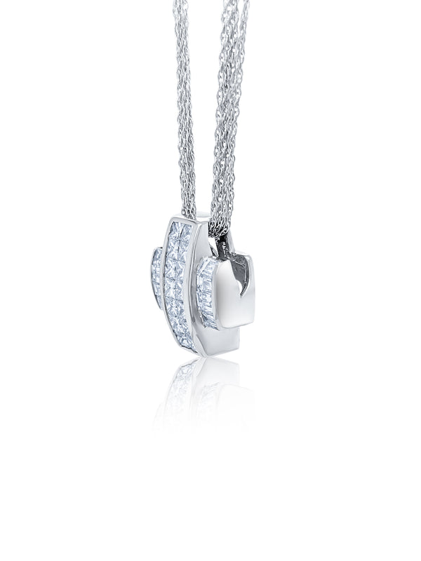 18K White Gold Diamond Cross Pendant (1.51 ct)