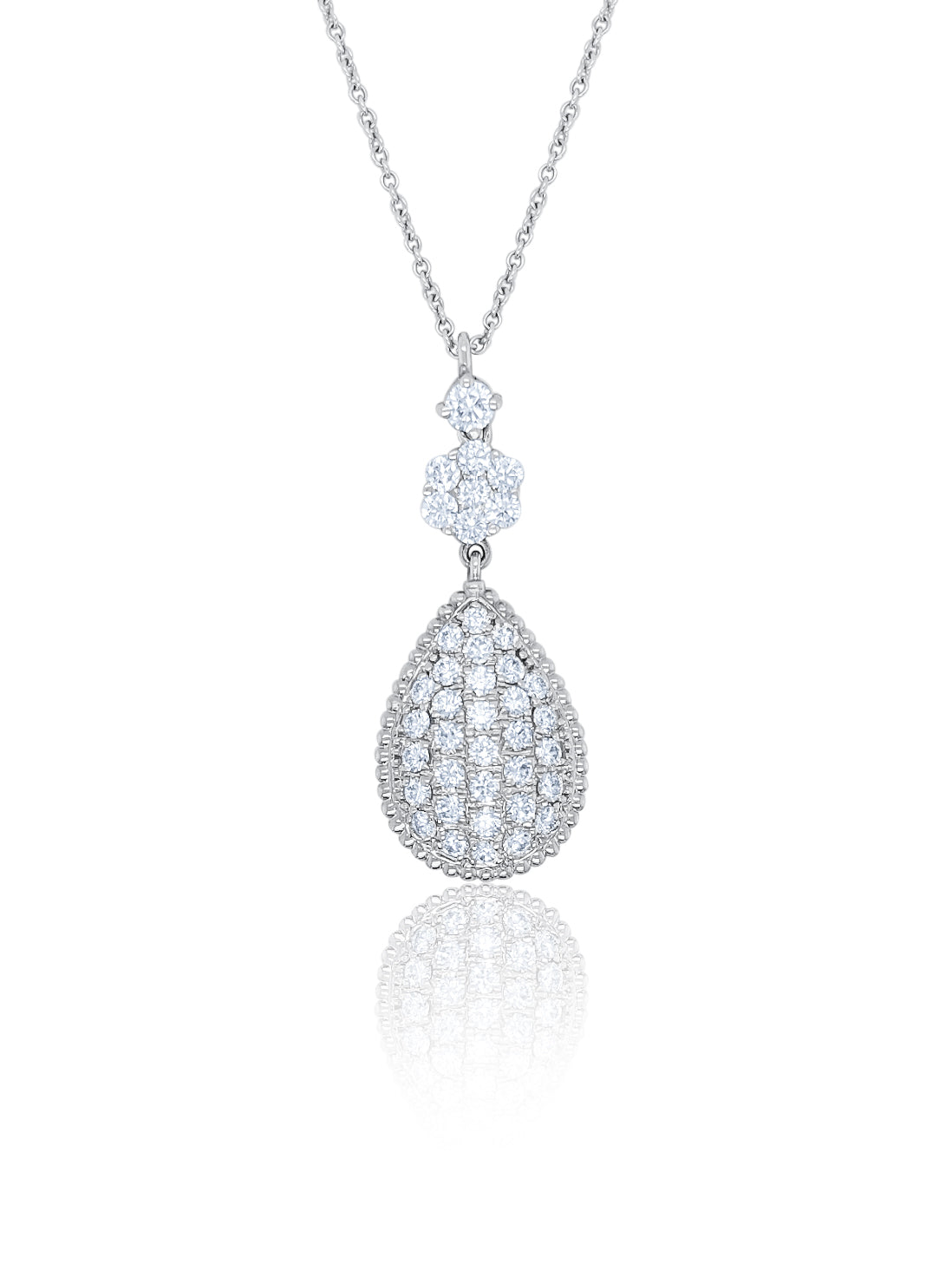 18K White Gold Diamond Pear-Cut Teardrop Pendant (2.83 ct)