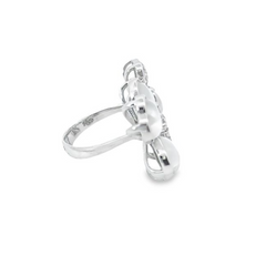 18K White Gold Diamond & Pearl Floral Ring (0.91 ct)