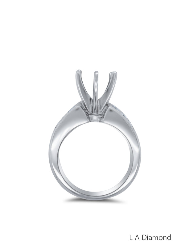 18K White Gold Diamond Princess Cut Multi-Layer Semi-Mount Engagement Ring – 1.26ct
