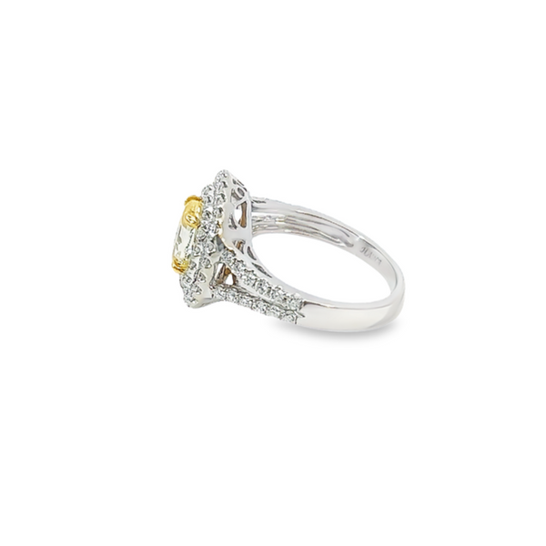 18K White Gold Diamond and Oval Cut Citrine Engagement Ring – 1.05ct
