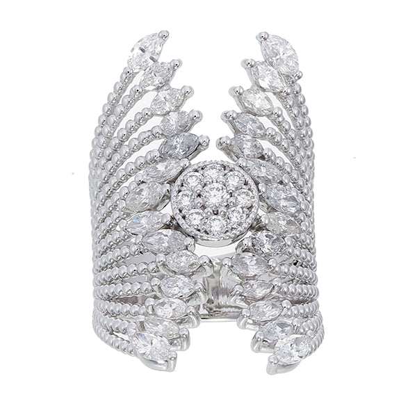 18K White Gold Multi-Layer Round & Marquise Diamond Ring (2.50 ct / 0.78 ct T.W.)