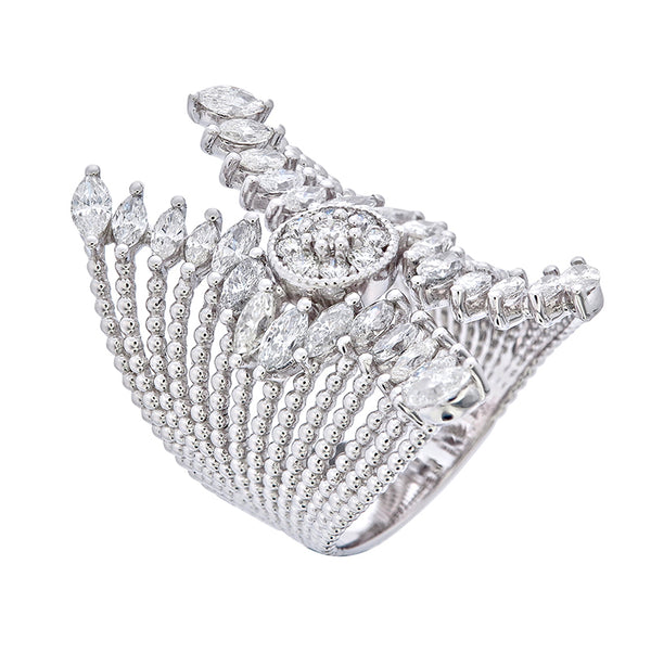 18K White Gold Multi-Layer Round & Marquise Diamond Ring (2.50 ct / 0.78 ct T.W.)