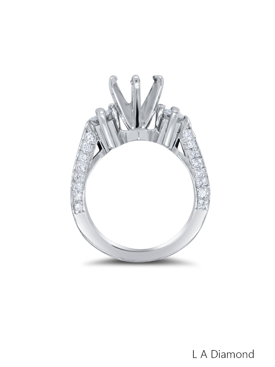 18K White Gold Princess Cut Semi-Mount Engagement Ring (0.72 ct)