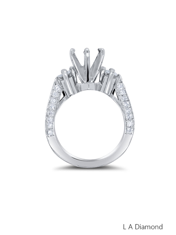 18K White Gold Princess Cut Semi-Mount Engagement Ring (0.72 ct)