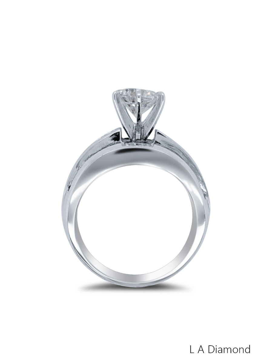 18K White Gold Round Cut & Bezel Corner Princess Diamond Ring (3.84 ct)