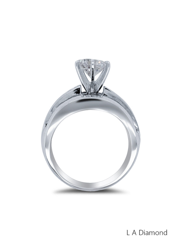 18K White Gold Round Cut & Bezel Corner Princess Diamond Ring (3.84 ct)
