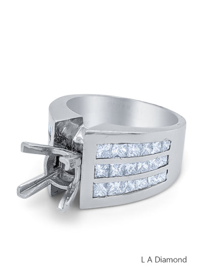 18K White Gold Round Cut Multi-Layer Semi-Mount Engagement Ring (2.71 ct)