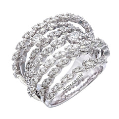 18K White Gold Round Cut Multi-Row Diamond Ring (2.12 ct)
