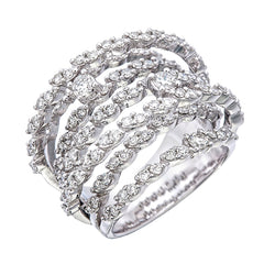 18K White Gold Round Cut Multi-Row Diamond Ring (2.12 ct)