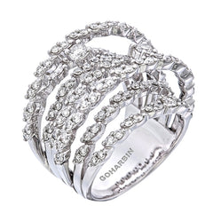 18K White Gold Round Cut Multi-Row Diamond Ring (2.12 ct)