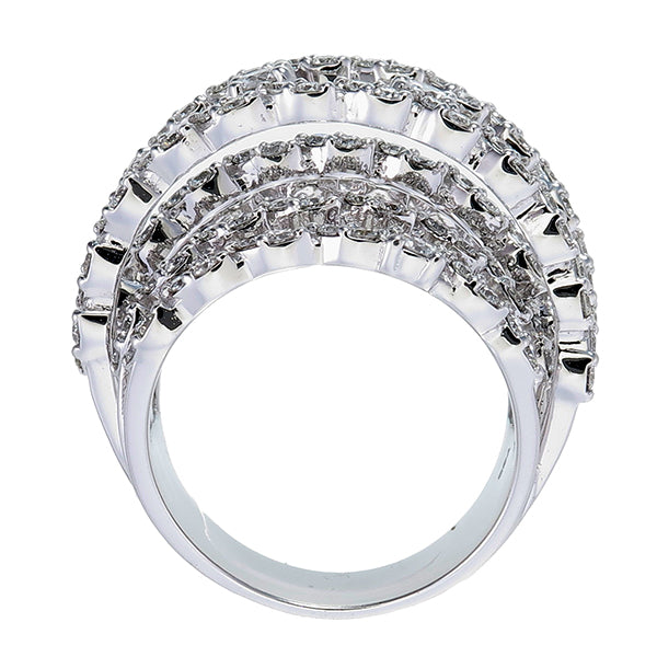 18K White Gold Round Cut Multi-Row Diamond Ring (2.12 ct)