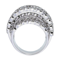 18K White Gold Round Cut Multi-Row Diamond Ring (2.12 ct)
